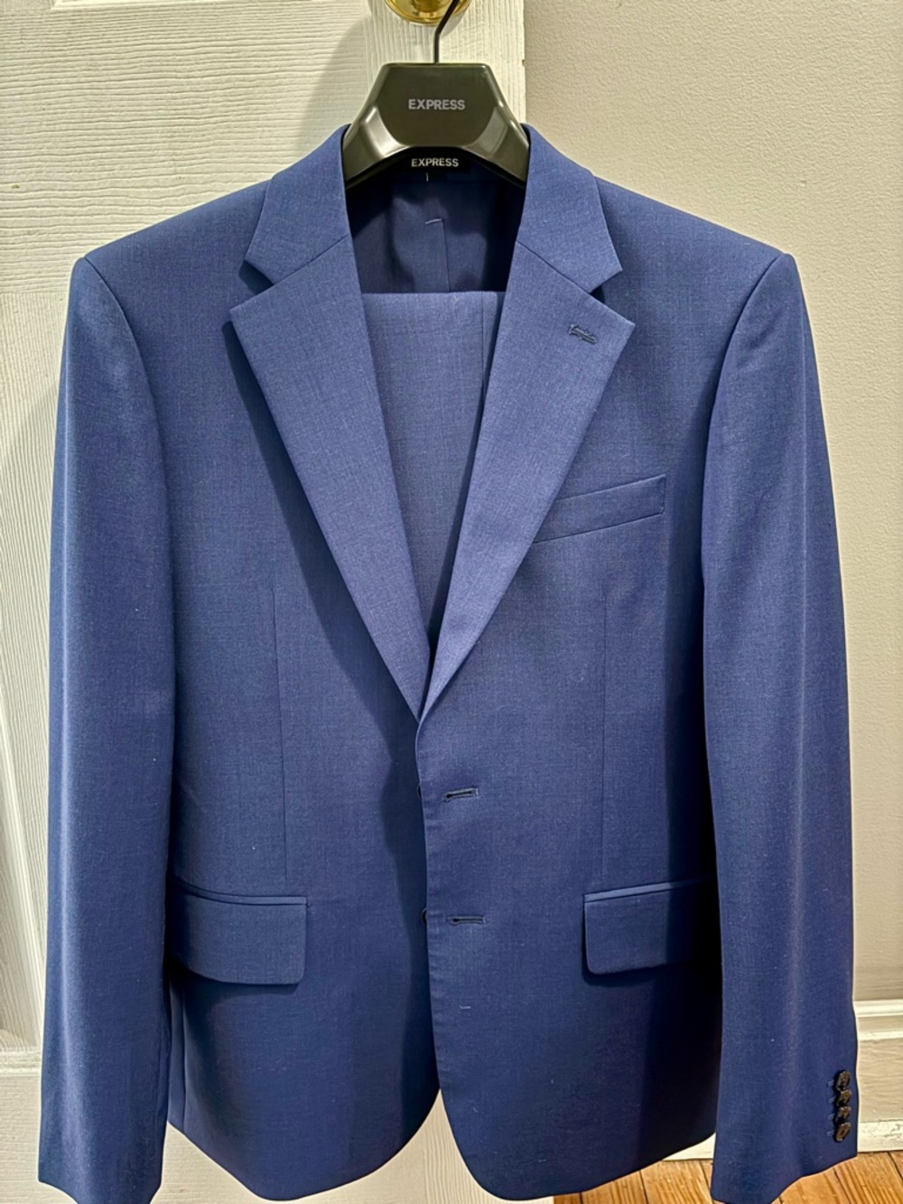 Express Slim Navy Blue Wool-blend Washable Modern Tech Suit